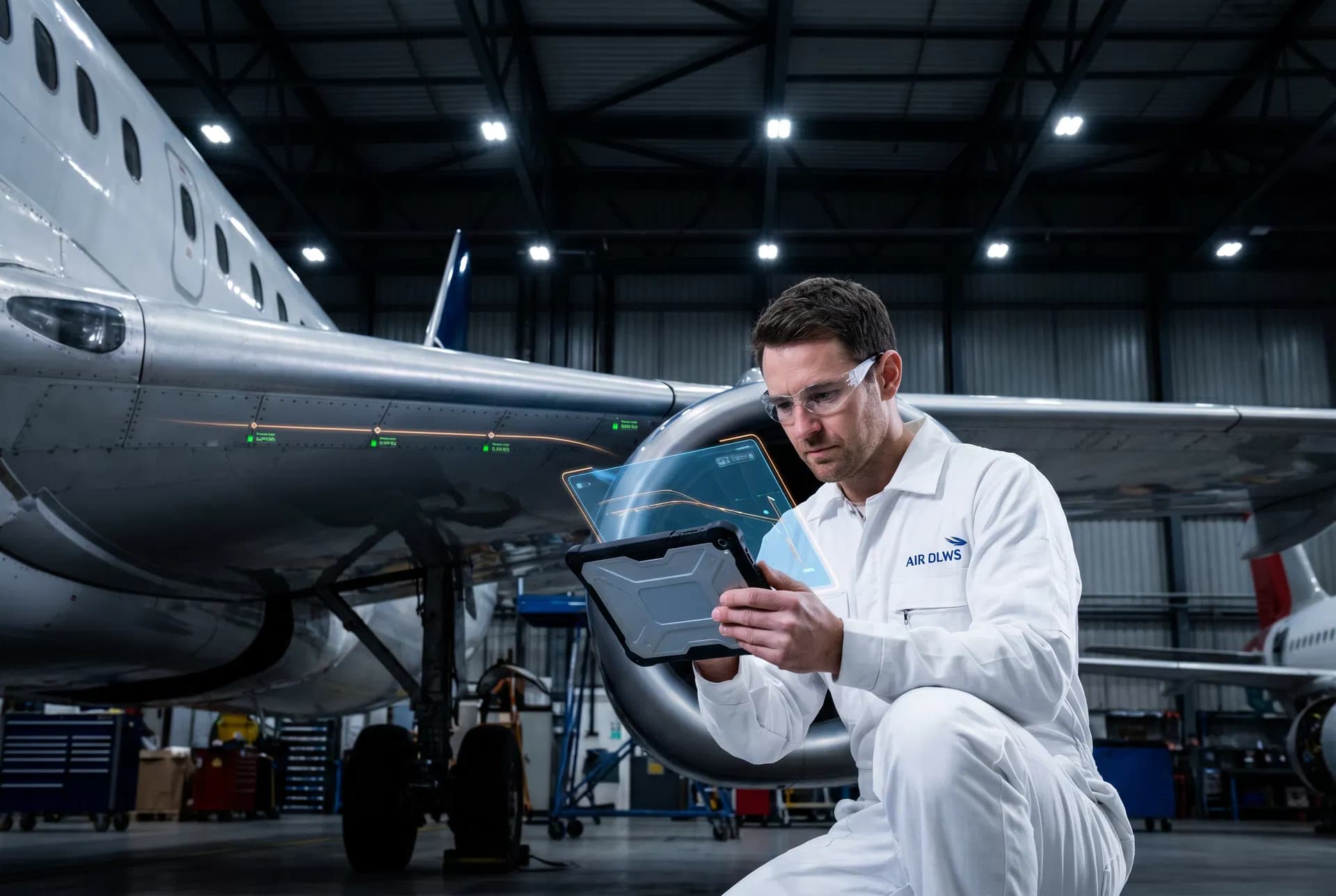 Technician performing AI-assisted inspection